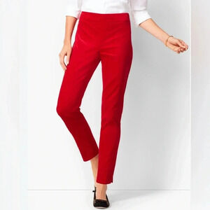 Talbots Women’s Stunning Holiday Chatham Red Velveteen Slim Leg Ankle Pant 6 NWT